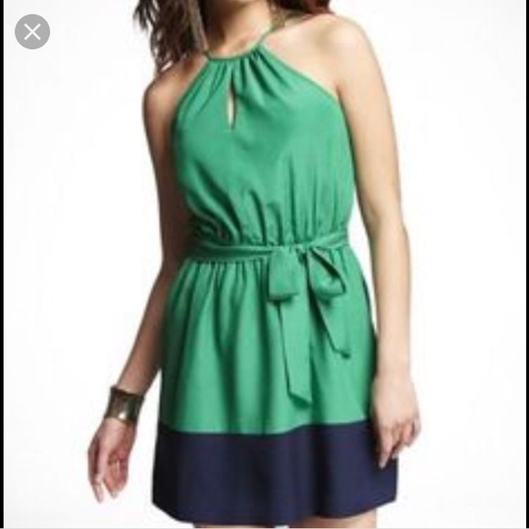 Express Green and navy dress. Size small. - Picture 5 of 5